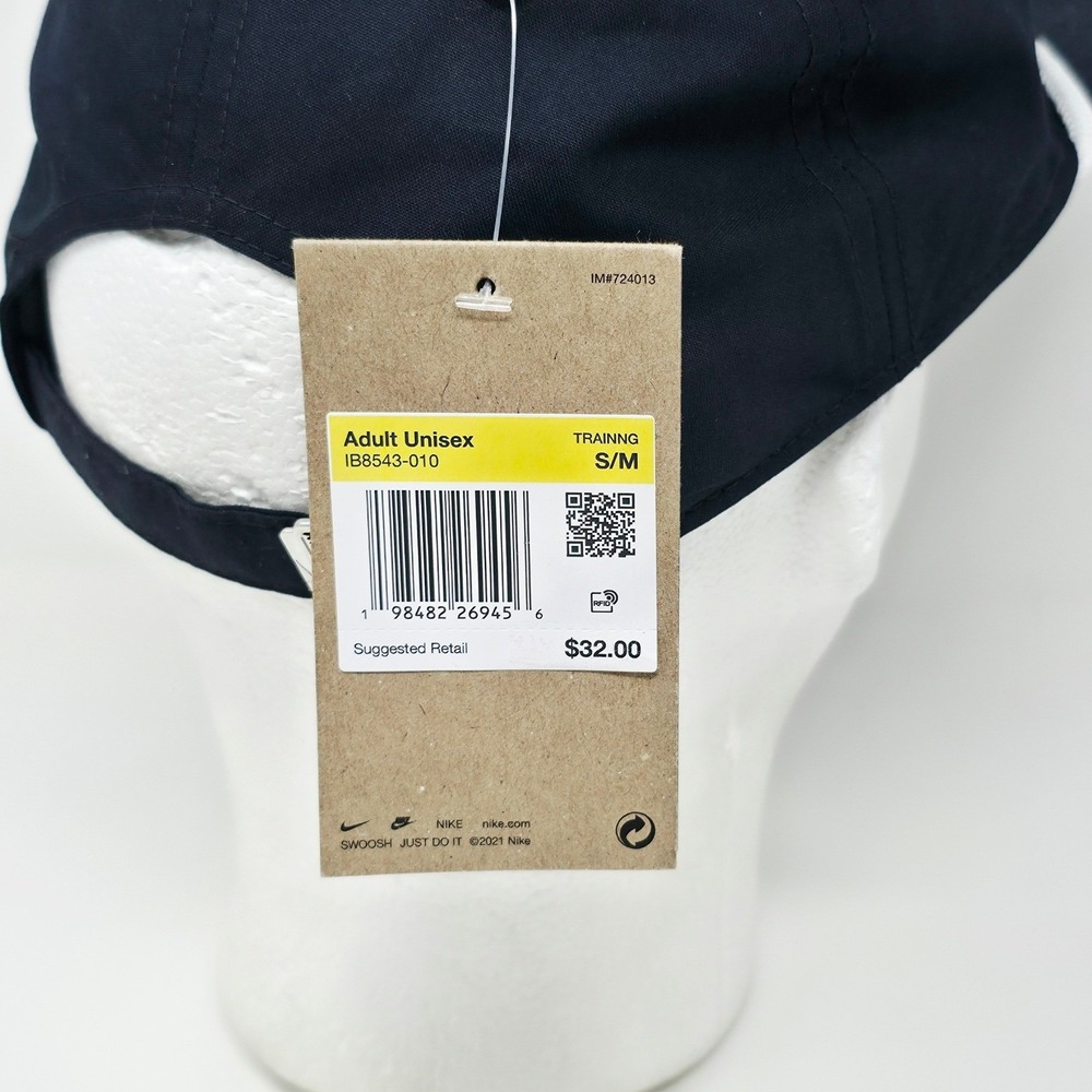 Nike Pro Golf Training Unstructured Strapback S/M Rope Hat IB8543-010 Black Cap - Picture 9 of 9